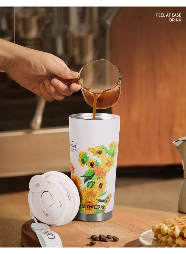 Bukela Vacuum Insulated Coffee Cup Takeaway, 316 Stainless Steel Insulated Tumbler 500ml, Double Wall Insulated Stainless Steel Coffee Mug with Leak-Proof Lid, Coffee Cup with Straw Collapsible for Drinks - Image 2