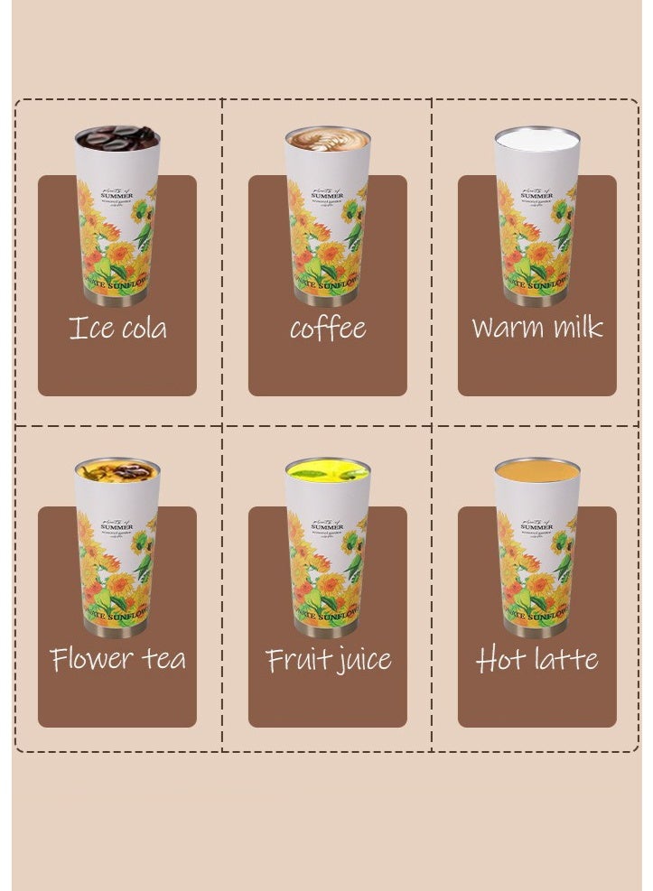 Bukela Vacuum Insulated Coffee Cup Takeaway, 316 Stainless Steel Insulated Tumbler 500ml, Double Wall Insulated Stainless Steel Coffee Mug with Leak-Proof Lid, Coffee Cup with Straw Collapsible for Drinks - Image 4