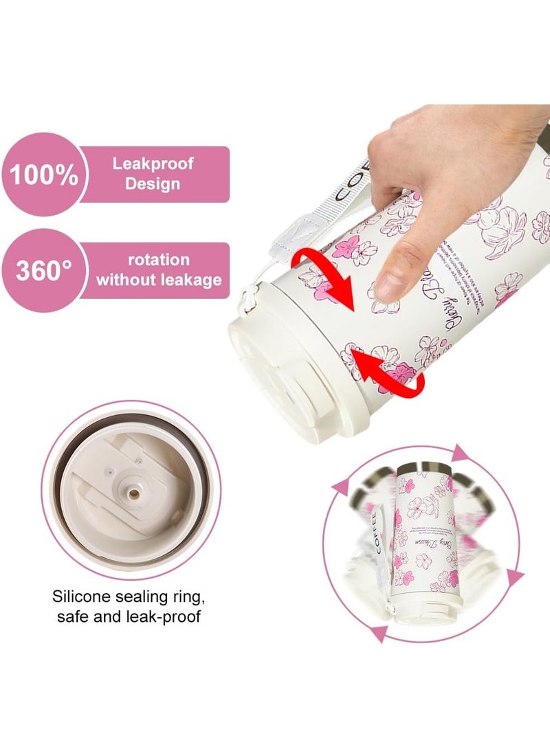 Bukela Vacuum Insulated Coffee Cup Takeaway, 316 Stainless Steel Insulated Tumbler 500ml, Double Wall Insulated Stainless Steel Coffee Mug with Leak-Proof Lid, Coffee Cup with Straw Collapsible for Drinks - Image 5