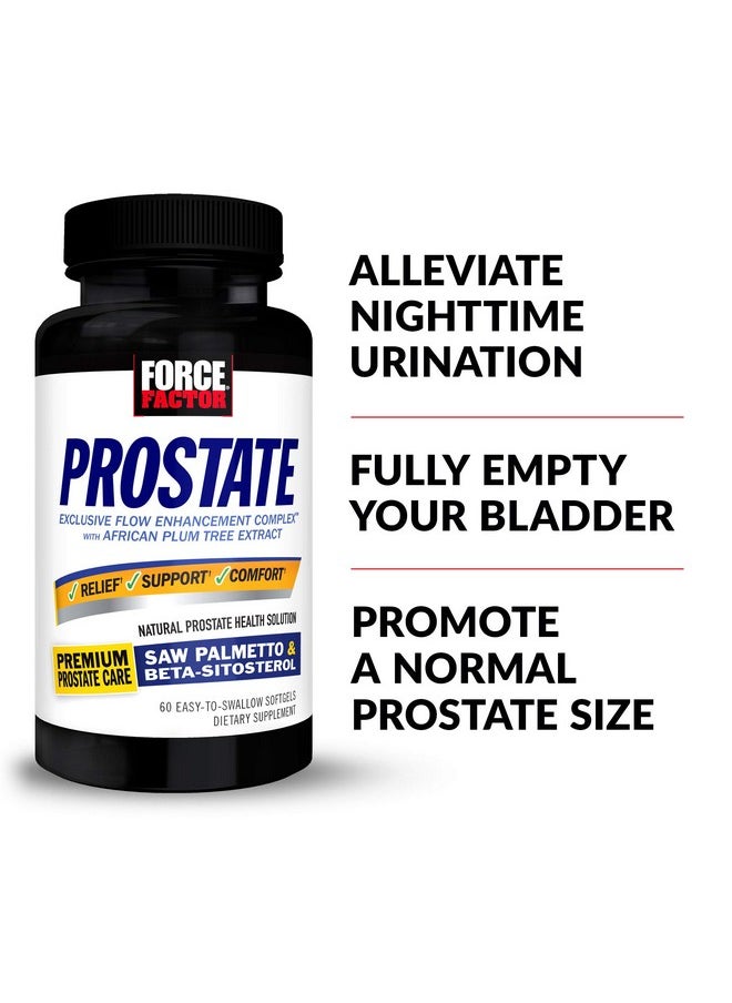 Force Factor FORCE FACTOR Prostate, 3-Pack, Saw Palmetto and Beta Sitosterol Supplement for Men, Prostate Health Support, Size Support, Urinary Relief, Bladder Control, Reduce Nighttime Urination, 180 Softgels  - Image 2