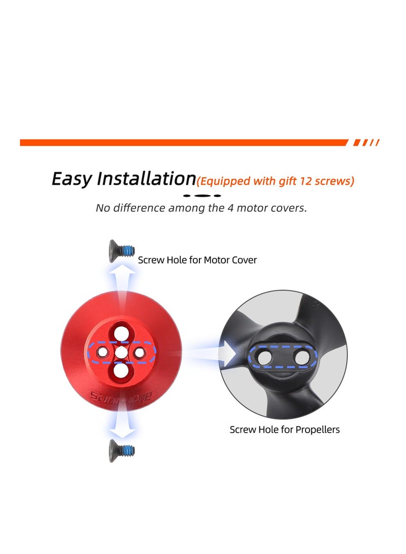 Motor Cover for DJI Avata 2, 4Pcs Aluminum Alloy Dustproof Waterproof Protective Motor Cover Cap for DJI Avata 2 Drone Motor Cover, Protection Mounts for DJI Avata 2 Drone Accessories (Red) - Image 3