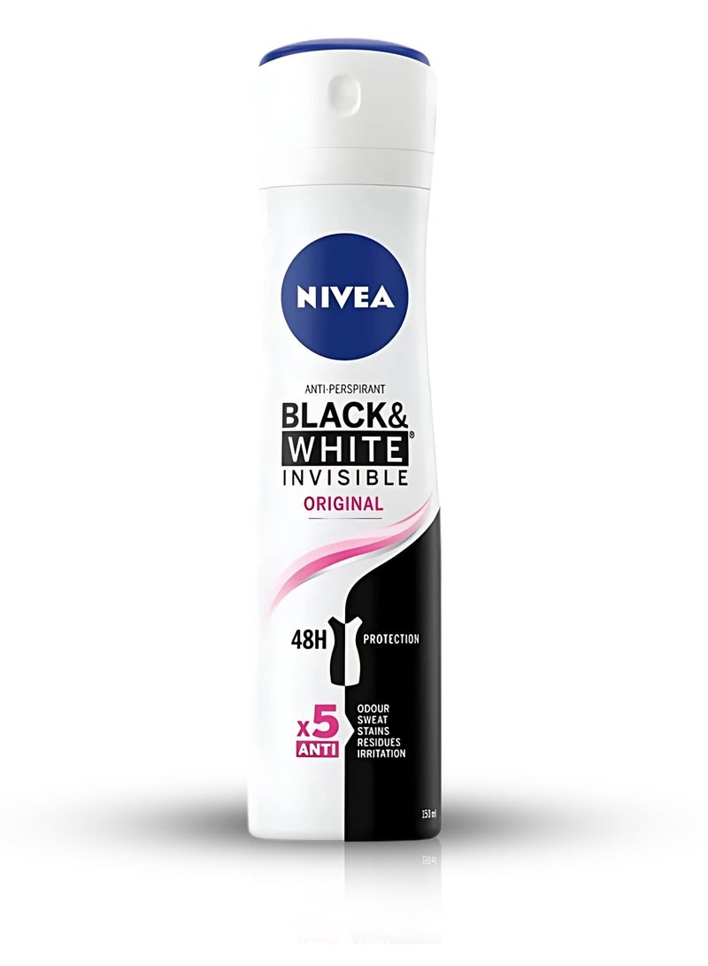 NIVEA Black & White Clear Deodorant Spray – 48-Hour Protection – 150ml