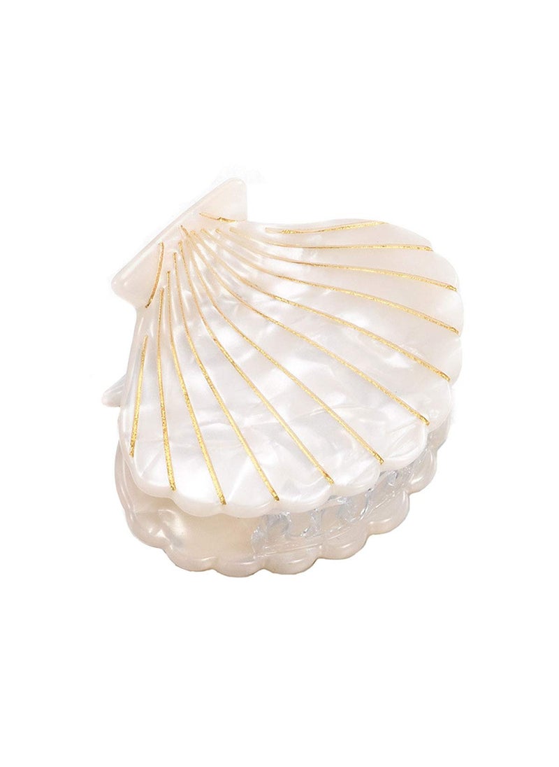 Suoirblss - Shell Jaw Clip Hair Claw Clip Clamps Resin Hair Clips Marble Pattern Hairpins Hair Accessories for women Styling Hairdressing White - Image 1