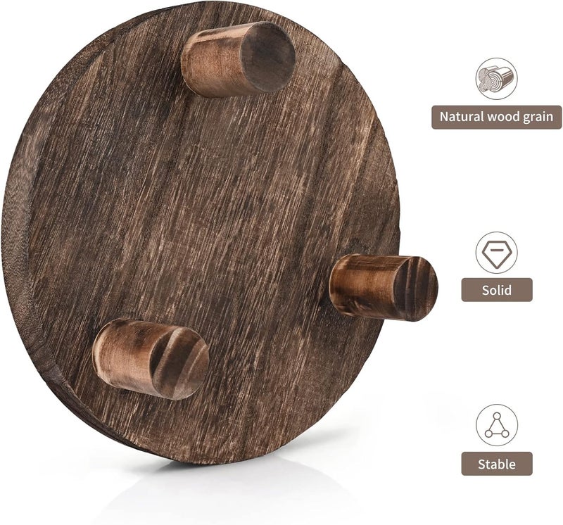 Yangbaga 2pcs Wooden Stool Display Stand, 8.46IN Round Plant Stand Wood-Flower Pot Supports Plant for Indoor Outdoor Home, GardenPatio Decorative - Image 3
