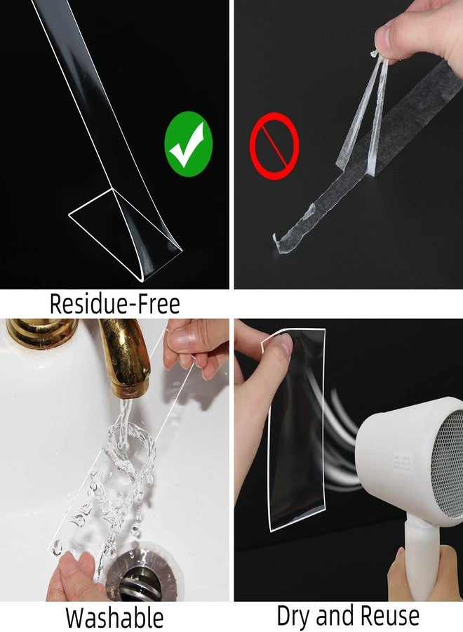 MILEQEE 2 Pack Double Sided Tape Clear, 0.59inx9.84ft (Total 19.68FT), Universal 2 Way Mounting Tape, Two Sided Adhesive Heavy Duty Sticky Glue Strips, Wall Tape Transparent - Image 5