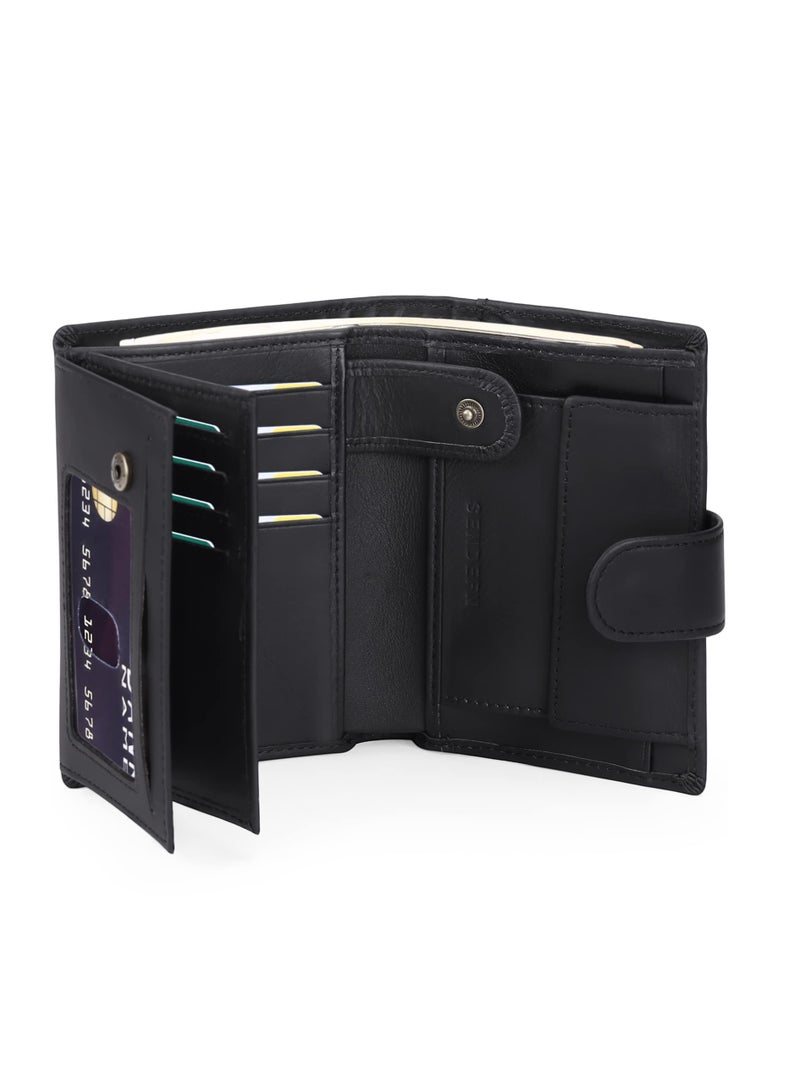 Men's Wallets Multifunctional RFID Blocking Leather Wallet Credit Card Trifold Compact Wallets for Men with ID Window Coin Pocket - Image 1
