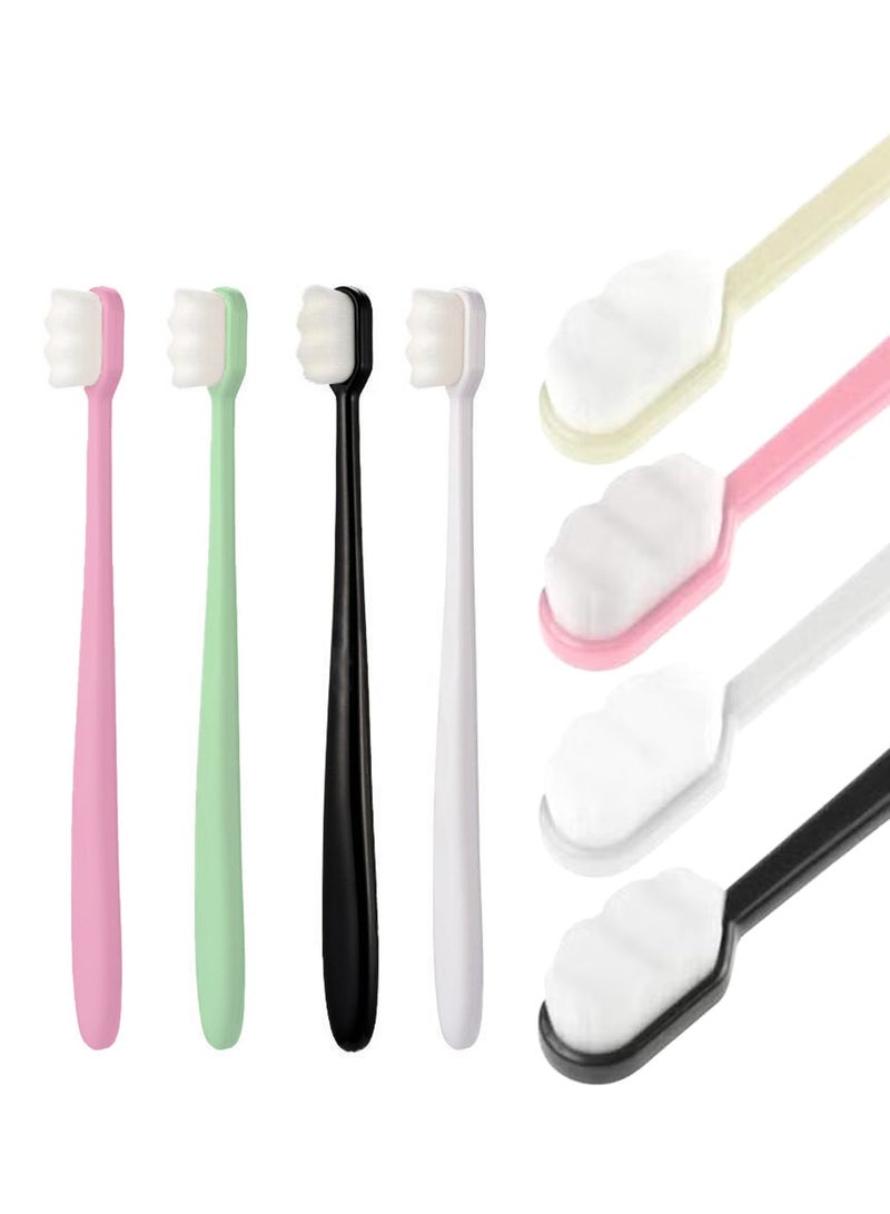 Generic 4 Pcs Extra Soft Toothbrush for Sensitive Gums with 20000 Soft Floss Bristle for Pregnant Women Elderly Adult, Kid Braces and Gum Recessions (Black, White, Green, Pink)  - Image 1