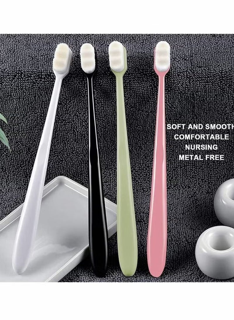 Generic 4 Pcs Extra Soft Toothbrush for Sensitive Gums with 20000 Soft Floss Bristle for Pregnant Women Elderly Adult, Kid Braces and Gum Recessions (Black, White, Green, Pink)  - Image 2