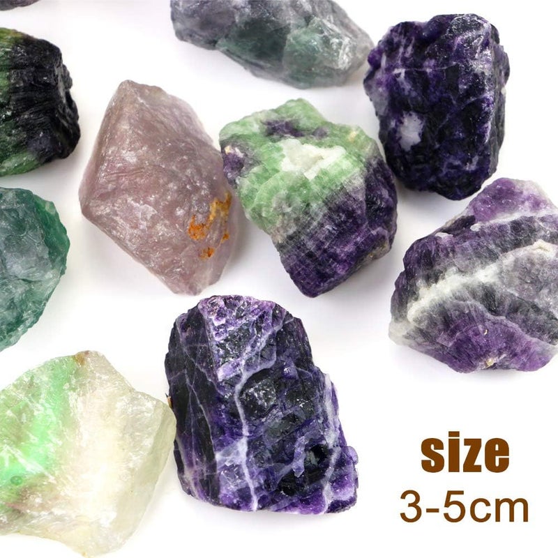 Fireboomoon 2lb/950g Rough Natural Fluorite Stone Raw Rainbow Fluorite Gemstone Crystal Rock for Cabbing,Tumbling,Cutting,Polishing,Lapidary,Healing Reiki,Jewelry Making and Home Decoration - Image 2
