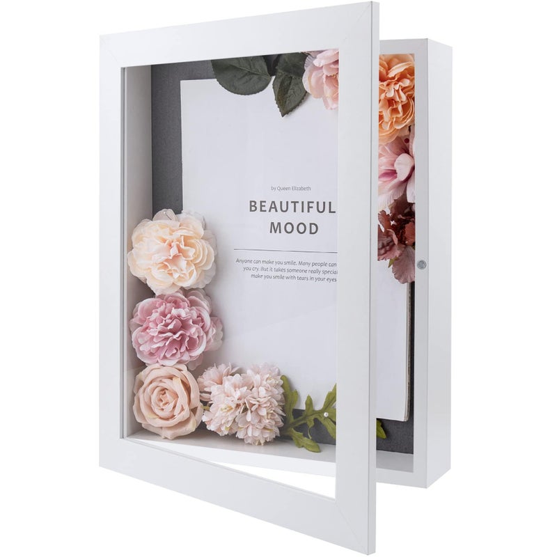 Golden State Art Golden State Art 11x14 Shadow Box Frame Display Case  2 inch Depth Great for Collages Collections Mementos 6 Pins Included White 1 Pack 