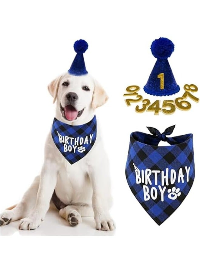 Pet plaid triangle bandana bib dog birthday triangle bandana bib pet birthday hat - Image 1