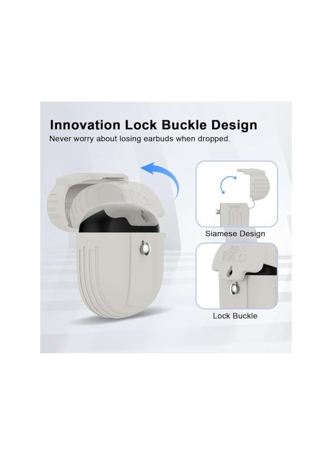 Excefore Case For Bose Quietcomfort Earbuds Ii 2022 Shockproof Protective Skin Sleeve Silicone Cover With Lanyard And Keychain For Bose Earbuds Ii Case Off White  - Image 2
