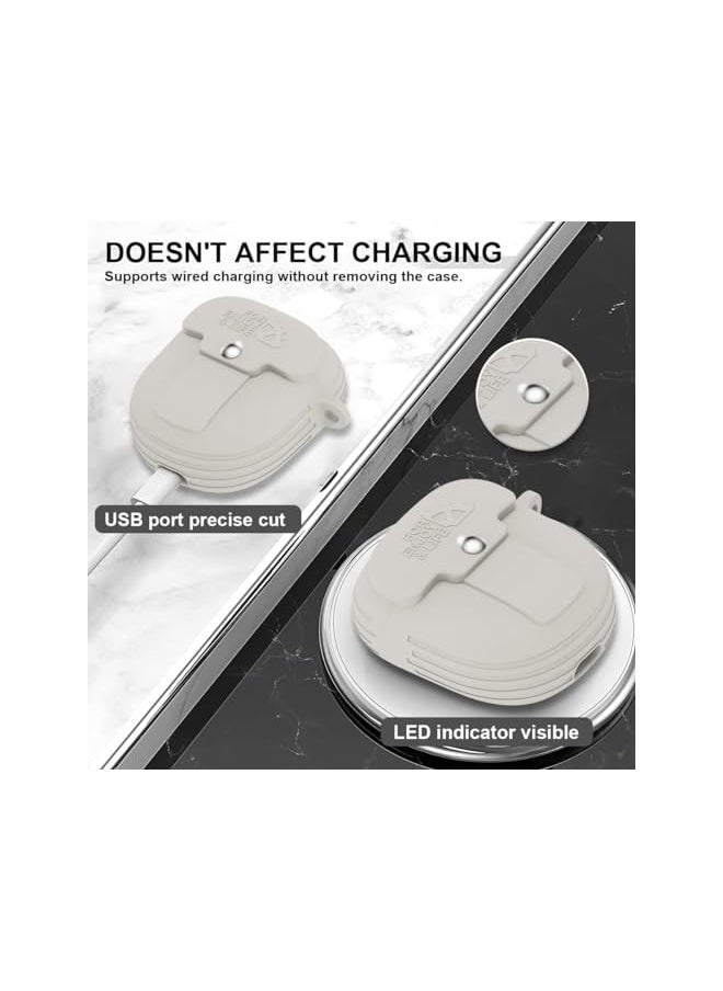 Excefore Case For Bose Quietcomfort Earbuds Ii 2022 Shockproof Protective Skin Sleeve Silicone Cover With Lanyard And Keychain For Bose Earbuds Ii Case Off White  - Image 4