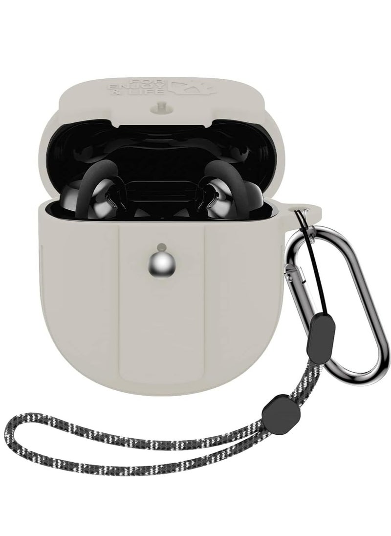 Excefore Case For Bose Quietcomfort Earbuds Ii 2022 Shockproof Protective Skin Sleeve Silicone Cover With Lanyard And Keychain For Bose Earbuds Ii Case Off White  - Image 1