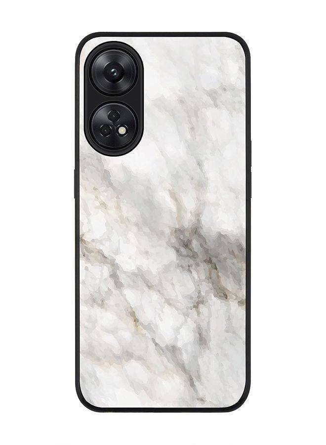 Stylizedd Rugged Black edge case for Reno 8T 4G Slim fit Soft Case Flexible Rubber Edges Anti Drop TPU Gel Thin Cover - Marble Print Beige Grey - Image 1