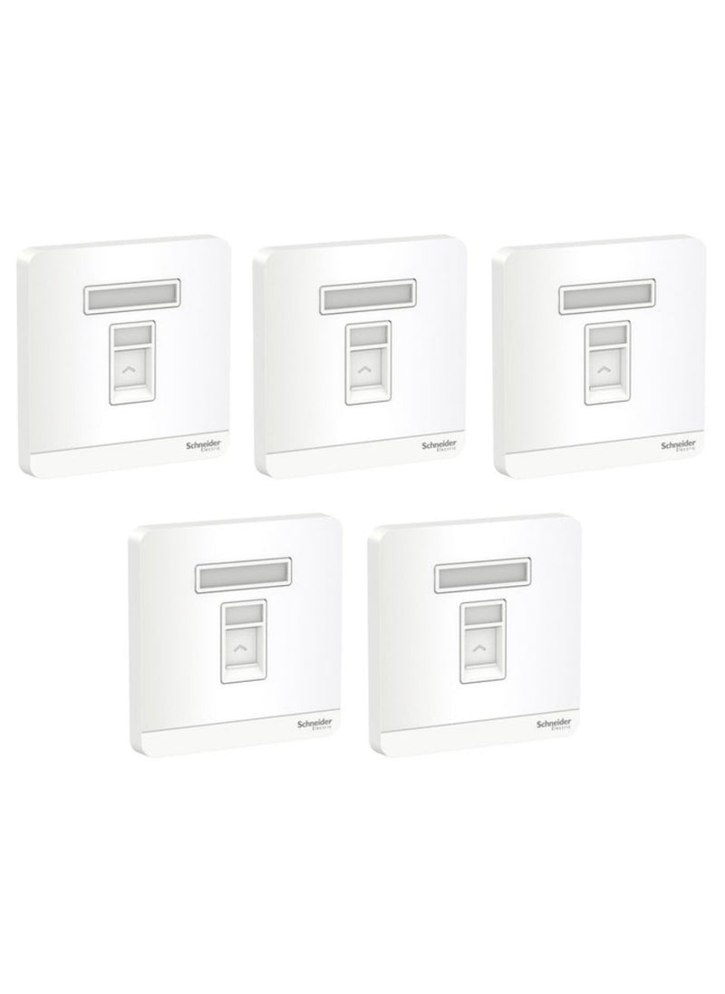 Schneider Electric Schneider Electric E8331RJS_WE AvatarOn White - 1 Gang Keystone Wallplate with Shutter without Ketstone Jack RJ-45 - Pack of 5 