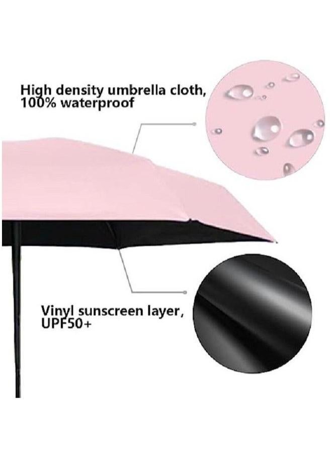 Mini Travel Sun Umbrella,Small Compact UV Umbrella for and Rain,Lightweight Portable,Windproof Parasol with Protection Women Men Kids ,Small Folding Capsule Umbrella(Pink) - Image 5