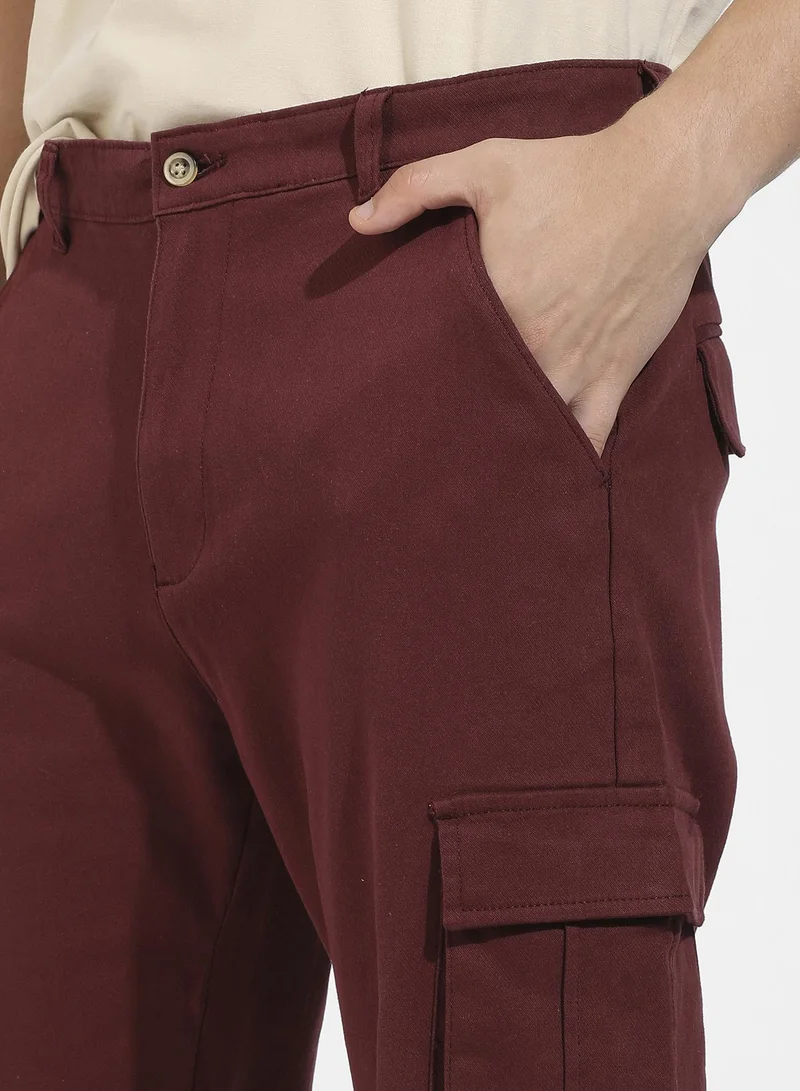 CAHOOT  Men's Maroon Cuffed Hem Cargo Trousers for Men | Best Price UAE