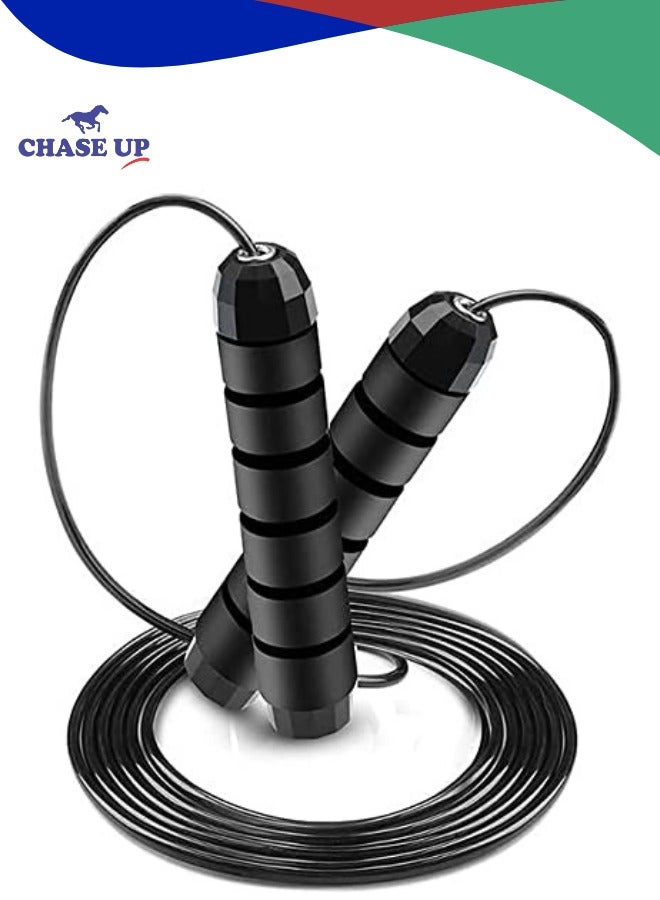 تشيس اب حبل القفز، كابل حبل القفز السريع الخالي من التشابك مع محامل كروية للنساء والرجال والأطفال، حبل قفز فولاذي قابل للتعديل مع مقابض إسفنجية للياقة البدنية والتمارين المنزلية والجسم النحيف - Image 1