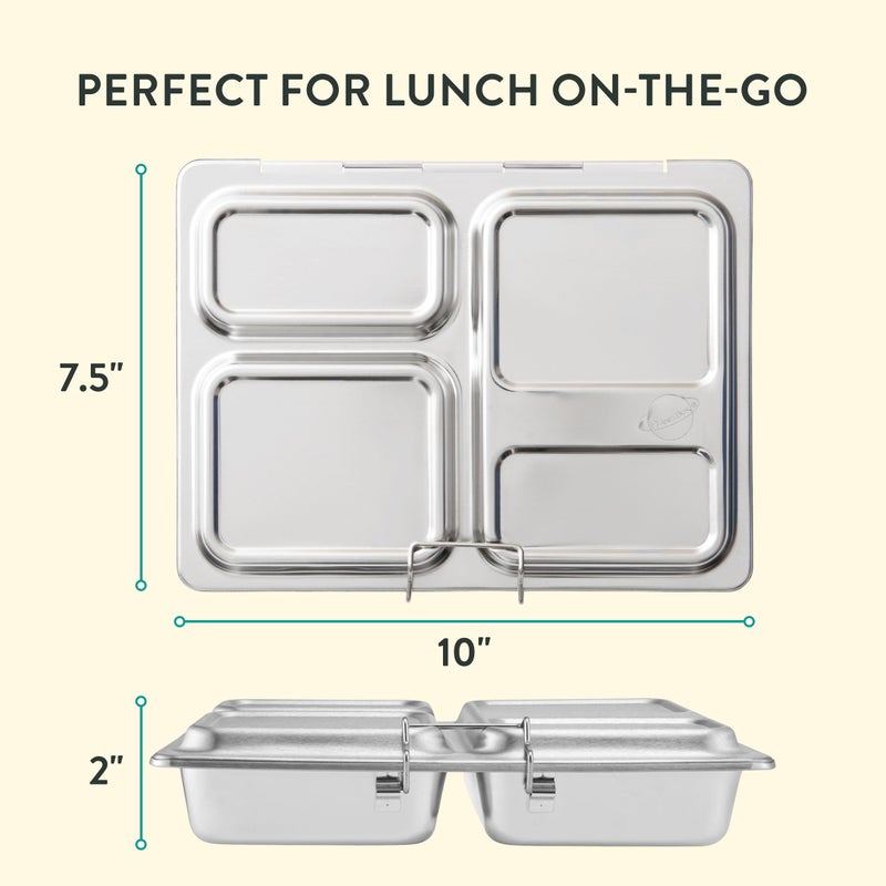 PlanetBox LAUNCH classic stainless steel bento lunch box with 3 compartments for adults and kids - Image 2