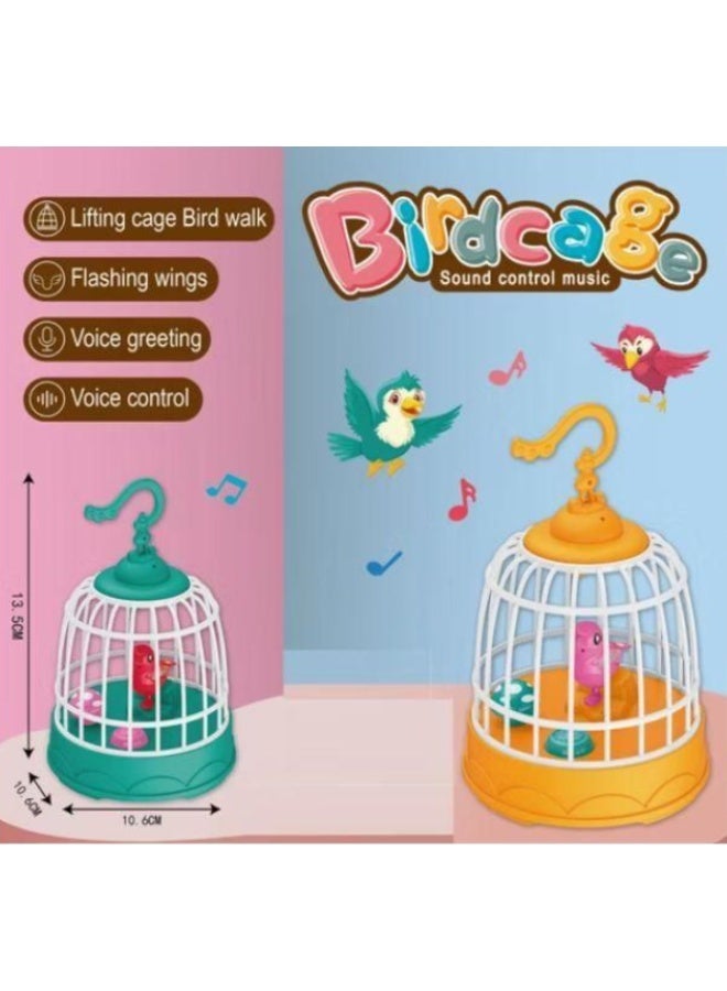 Interactive electric birdcage with realistic bird sounds and soft light - a fun pet toy for children, featuring "Hello I Love You" sound effects, a home decoration, and an original gift for girls and boys. - Image 1