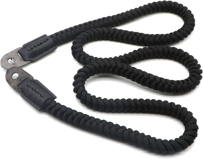 HITHUT Paracord Woven Camera Neck Shoulder Strap Belt Hand Compatible with Canon Nikon Sony Olympus Pentax Fujifilm Panasonic SLR DSLR Digital Mirrorless Cameras 42 inch Black - Image 2