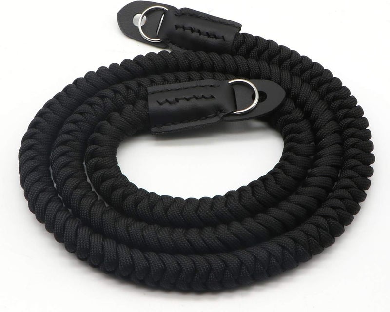 HITHUT Paracord Woven Camera Neck Shoulder Strap Belt Hand Compatible with Canon Nikon Sony Olympus Pentax Fujifilm Panasonic SLR DSLR Digital Mirrorless Cameras 42 inch Black - Image 3