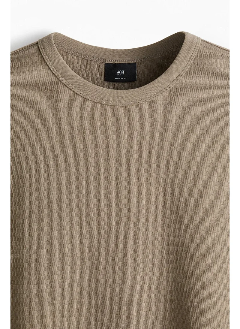 H&M Regular Fit Waffled T-shirt