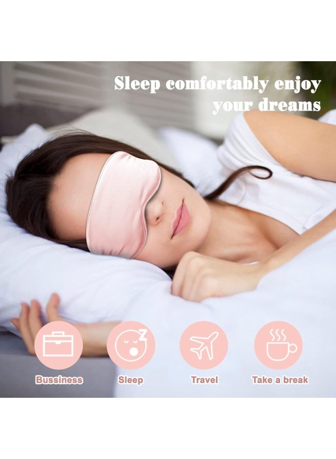 LUMYA Silk Sleep Masks Travel Set 4 Pcs Soft Sleeping Eye Mask with Hair Scrunchie Head Band and Travel Pouch for Girls Ladies Pink - Image 5
