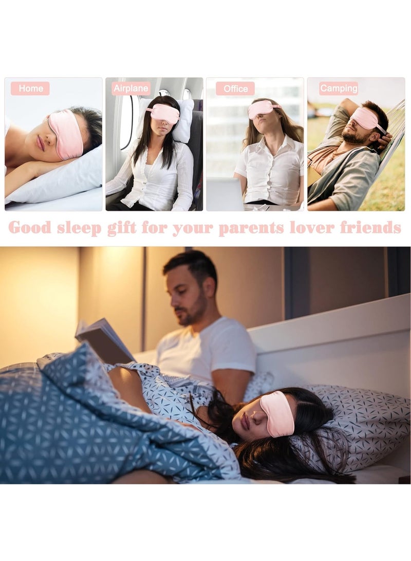 LUMYA Silk Sleep Masks Travel Set 4 Pcs Soft Sleeping Eye Mask with Hair Scrunchie Head Band and Travel Pouch for Girls Ladies Pink - Image 2