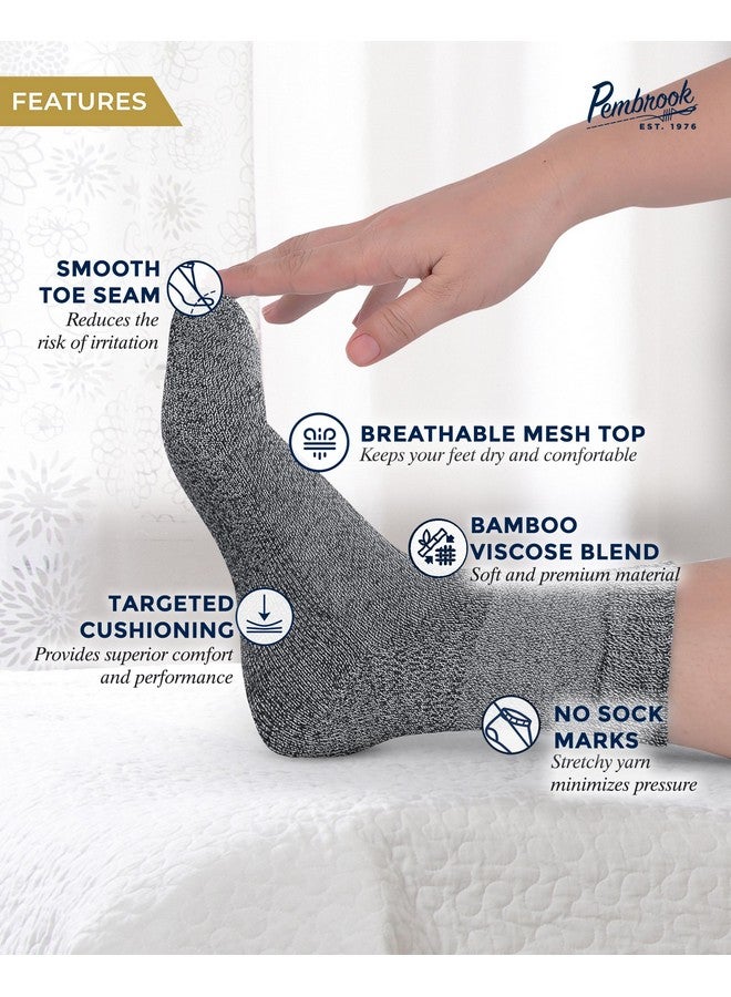 Pembrook Pembrook Bamboo Viscose Diabetic Socks for Women & Men - 6 Pairs Ankle Socks for Swollen Feet | Neuropathy Socks | Mens Diabetic Socks | Black, White, Beige, Aqua, Blue, Navy - Image 4