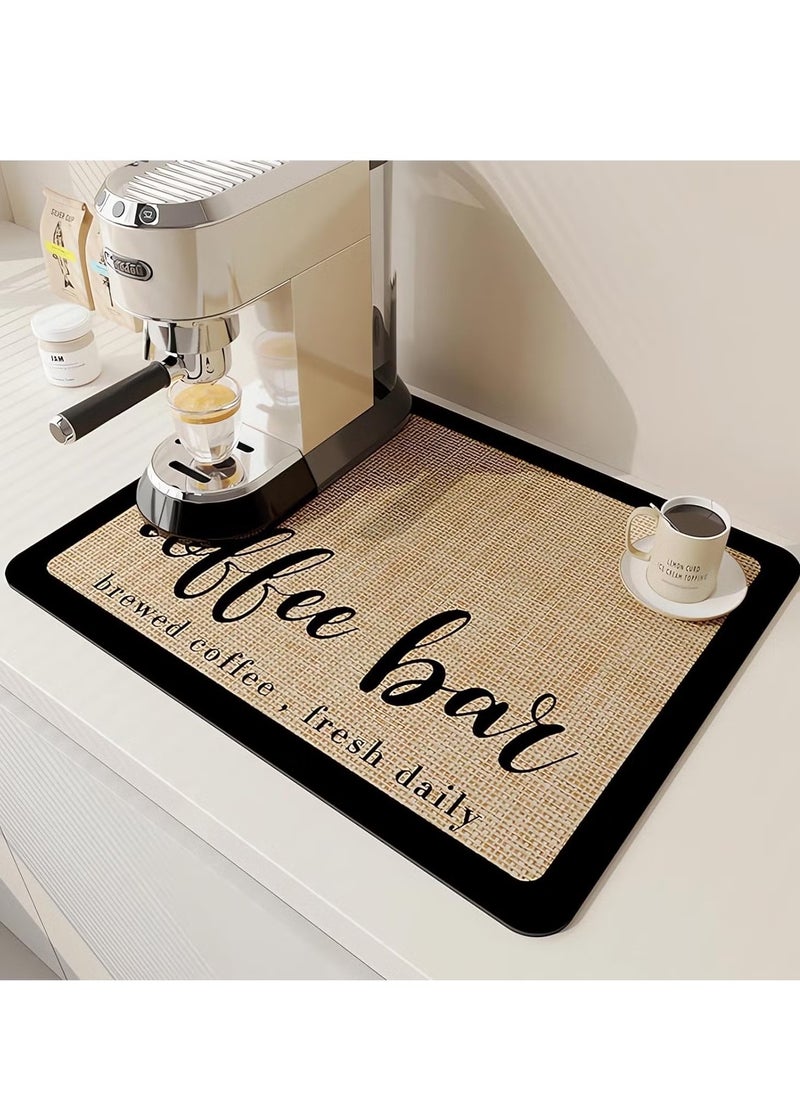 Bukela Absorbent Coffee Mat, Quick Drying Mat with Rubber Backing, Hide Stain Coffee Maker Mat for Coffee Bar, Coffee Table Decor, Kitchen Counter (50 x 40cm)  - Image 1