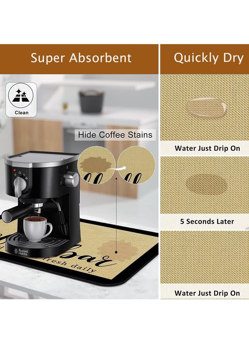 Bukela Absorbent Coffee Mat, Quick Drying Mat with Rubber Backing, Hide Stain Coffee Maker Mat for Coffee Bar, Coffee Table Decor, Kitchen Counter (50 x 40cm)  - Image 3