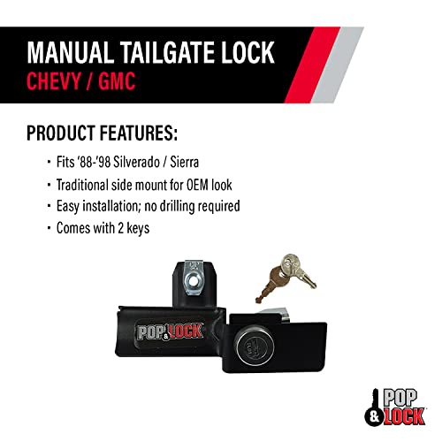 Pop & Lock PL1050 Black Manual Tailgate Lock for Chevy/GMC - Image 3