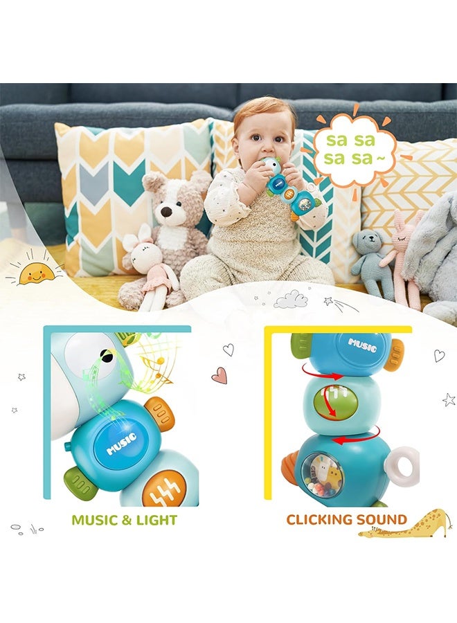 Baby Teething Toys for 3-6 6-12 Months, Food Grade Baby Teether, Newborn Infant Rattle Toys, Learning Educational Musical Toys for Boys Girls - Blue - Image 2