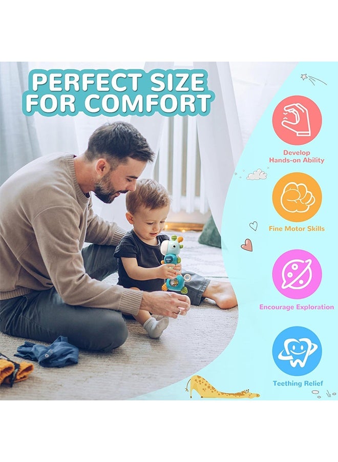 Baby Teething Toys for 3-6 6-12 Months, Food Grade Baby Teether, Newborn Infant Rattle Toys, Learning Educational Musical Toys for Boys Girls - Blue - Image 3