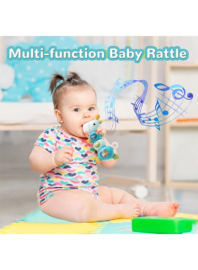 Baby Teething Toys for 3-6 6-12 Months, Food Grade Baby Teether, Newborn Infant Rattle Toys, Learning Educational Musical Toys for Boys Girls - Blue - Image 5