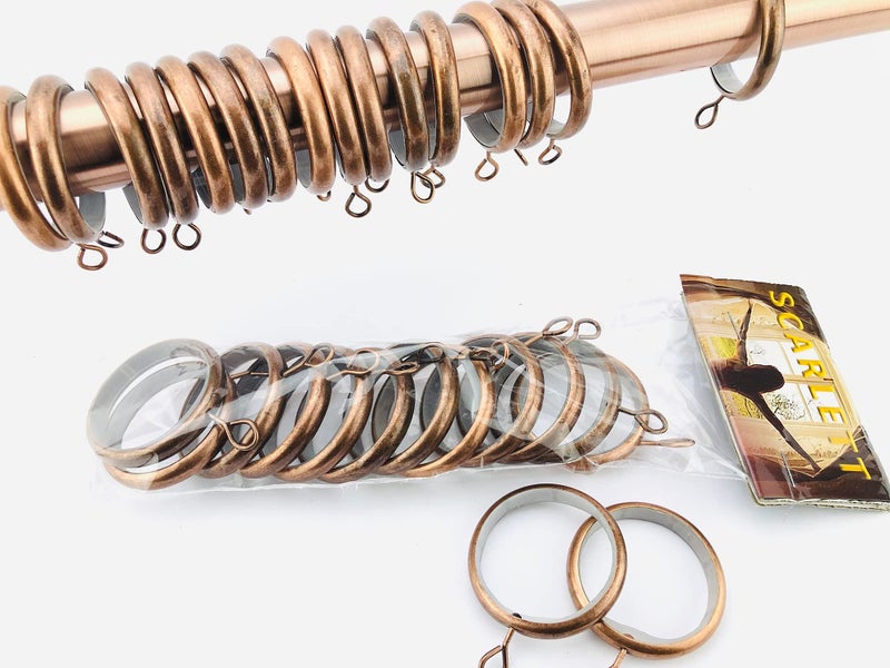 Window Curtain Grommets - Dark Rose Brass - 24 Ring Metal with Inner Chafing Muffler and Friction Reducing Grommets with Curtain Drape Barrel - Curtain Rings (Dark Rose Copper, 24) - Image 2