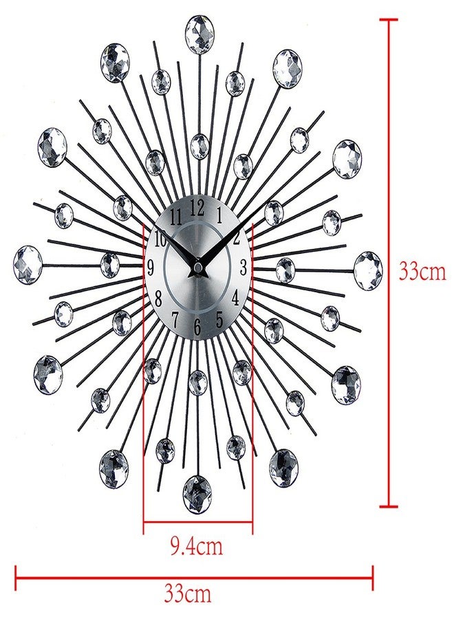 Timelike 3D Crystal Wall Clock - Celebration Decorative Metal Sparkling Bling Diamond-Studded Silver Wall Clock Wall Decor for Kitchen, Living, Room Bedroom - Image 5