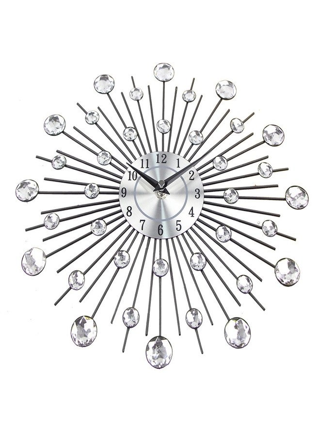 Timelike 3D Crystal Wall Clock - Celebration Decorative Metal Sparkling Bling Diamond-Studded Silver Wall Clock Wall Decor for Kitchen, Living, Room Bedroom - Image 3