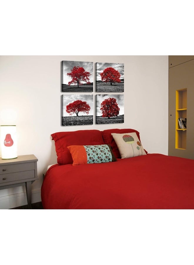 DJSYLIFE Black White and Red Tree Wall Decor for Living Room - Image 3