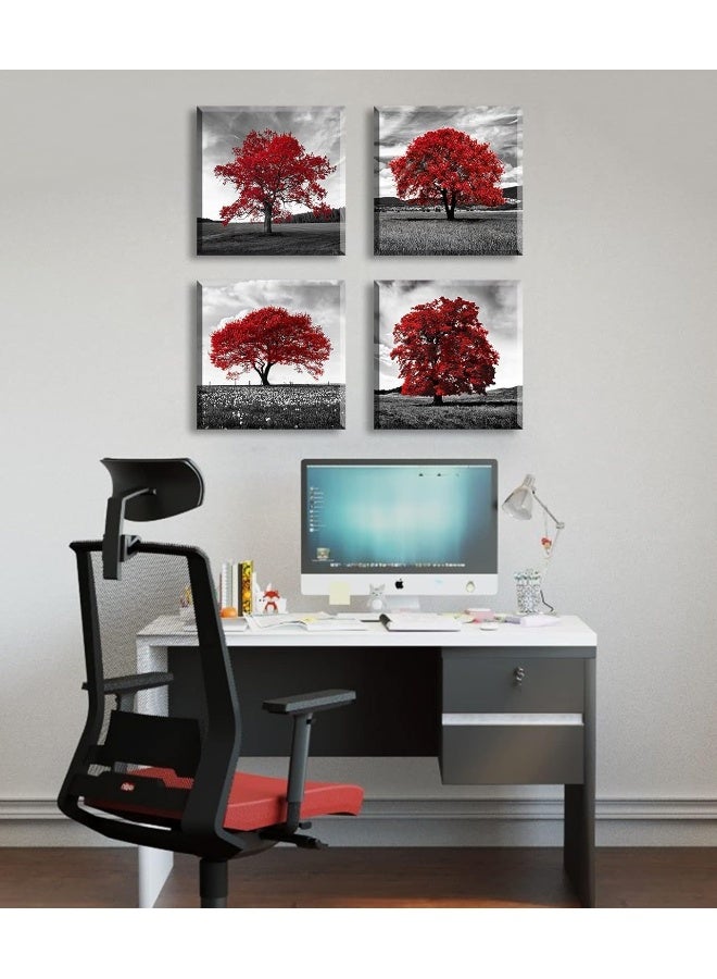 DJSYLIFE Black White and Red Tree Wall Decor for Living Room - Image 5