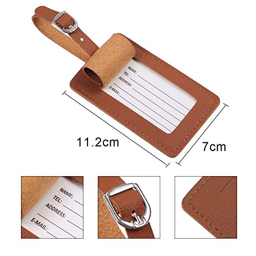 Vigorport Luggage Tag，Leather Identifiers Travel Tags for Suitcase,Bag Tags with Name Card Holder-Set of 4 - Image 3
