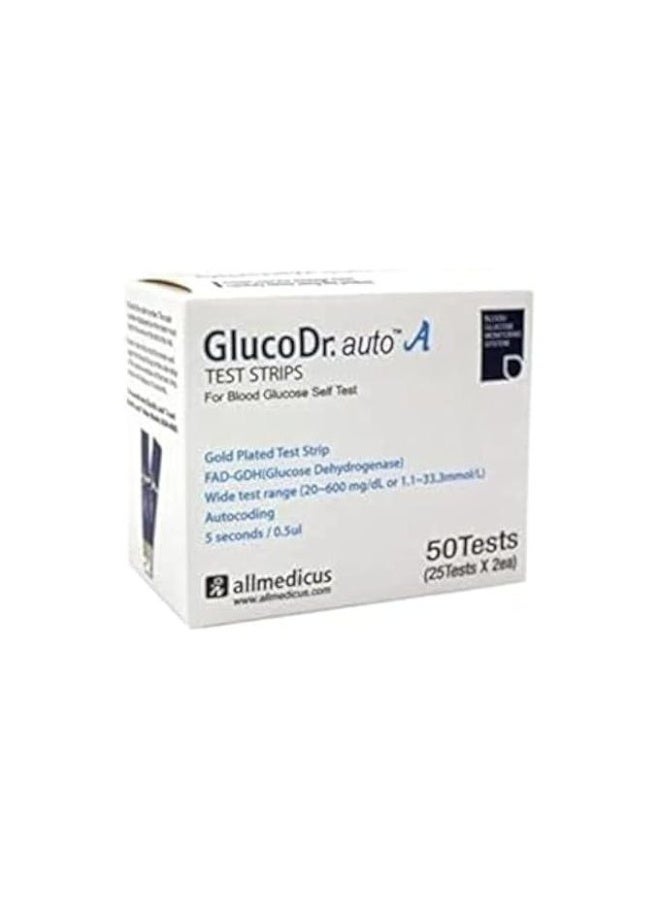 Gluco Dr Gluco Doctor Auto Blood Glucose Test Strips, 50 Strips - Image 1