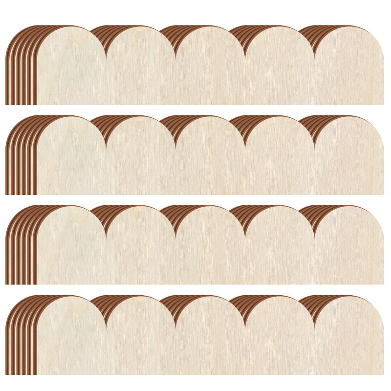 Threehoney 24 Pack Unfinished Scalloped Decorative Wood Trim Scalloped Edge Decorative Wood Molding Cute DIY Moulding Trim for Home Wall Cabinet Shelf and Window Door (15.75 x 3.54 Inch) - Image 1