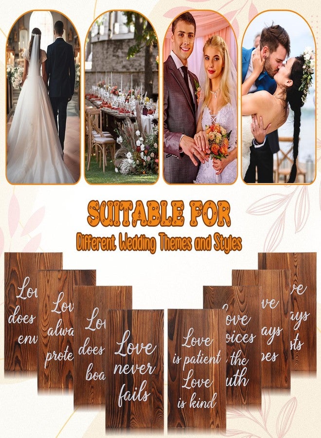 GlikCeil Set of 8 Wedding Aisle Signs, 11.8 x 7.9 Inch, 1 Corinthians 13 Wooden Wedding Signs Love Is Patient Kind Rustic Wood Wedding Signage Bible Verses Wall Decor Gift for Weddings, Anniversaries - Image 5