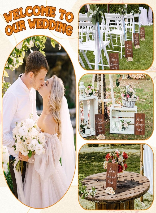 GlikCeil Set of 8 Wedding Aisle Signs, 11.8 x 7.9 Inch, 1 Corinthians 13 Wooden Wedding Signs Love Is Patient Kind Rustic Wood Wedding Signage Bible Verses Wall Decor Gift for Weddings, Anniversaries - Image 3
