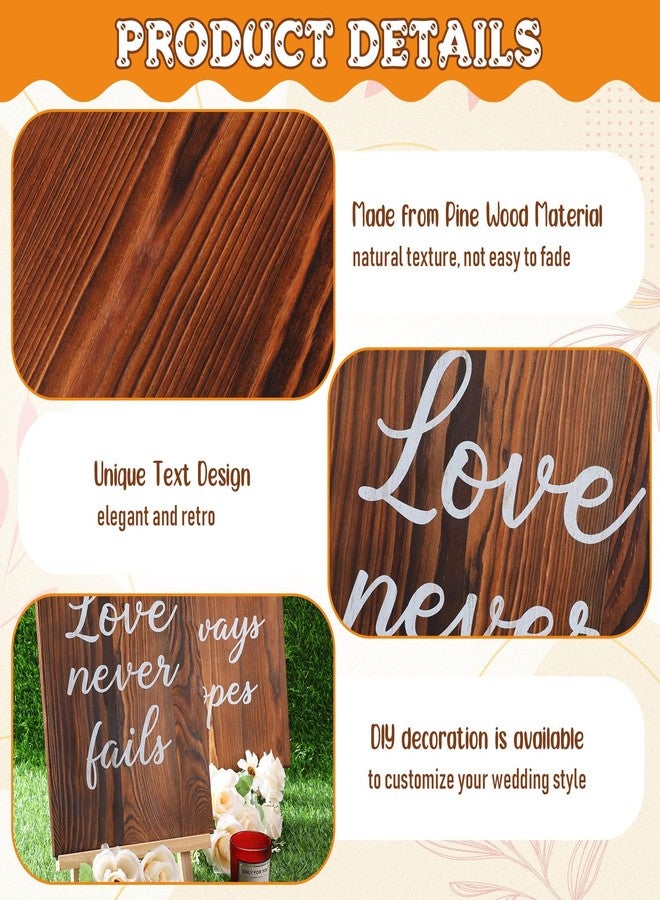 GlikCeil Set of 8 Wedding Aisle Signs, 11.8 x 7.9 Inch, 1 Corinthians 13 Wooden Wedding Signs Love Is Patient Kind Rustic Wood Wedding Signage Bible Verses Wall Decor Gift for Weddings, Anniversaries - Image 4