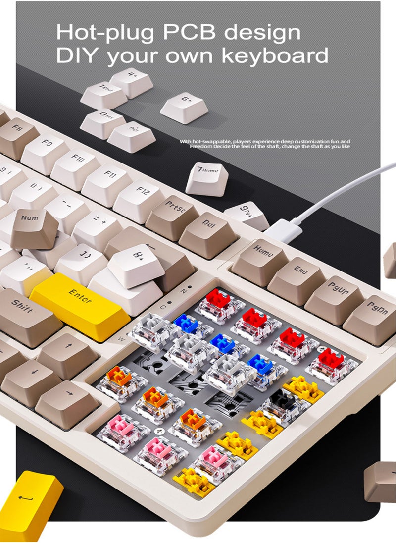 MissTiara - 100 Key RGB Backlit Gaming Mechanical Keyboard Custom Gaming Gasket Structure Wired Hot-Plug Gaming Mechanical Keyboard Blue Switches Both for Gaming and Office - Image 1