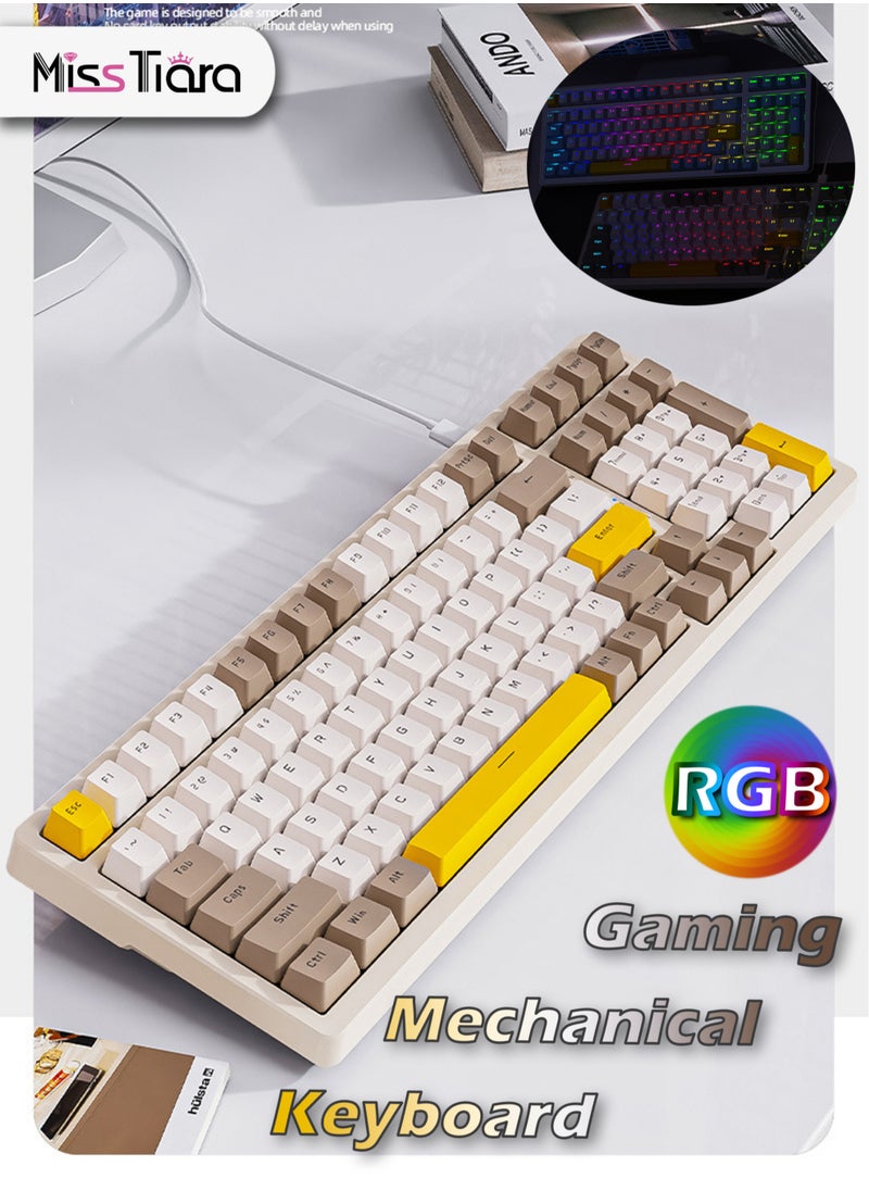 MissTiara - 100 Key RGB Backlit Gaming Mechanical Keyboard Custom Gaming Gasket Structure Wired Hot-Plug Gaming Mechanical Keyboard Blue Switches Both for Gaming and Office - Image 1